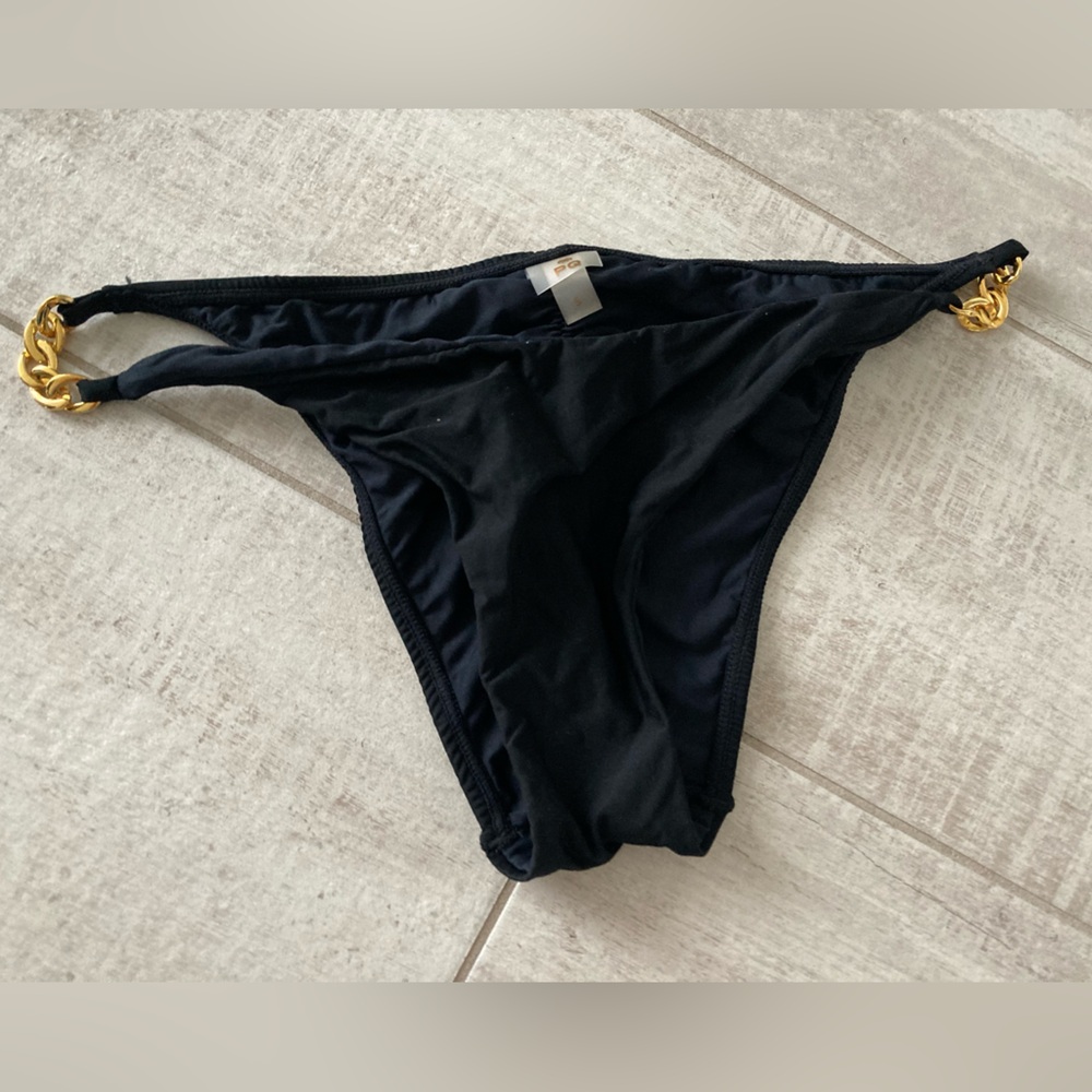 NWOT PQ Black Bikini Bottom with Gold Chain Detail